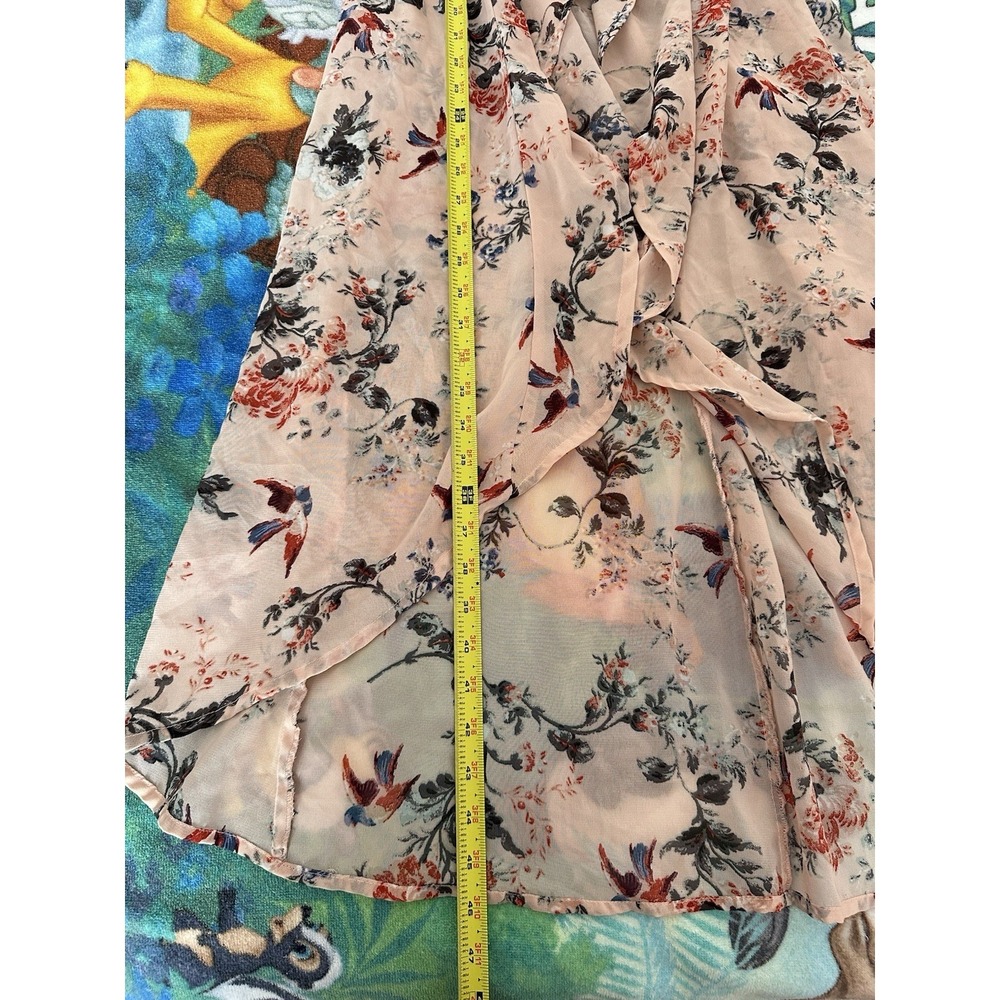 Live 4 Truth Sheer Flower Pink Button Front Long Shirt Dress Gown Wm's Size S - Picture 8 of 9